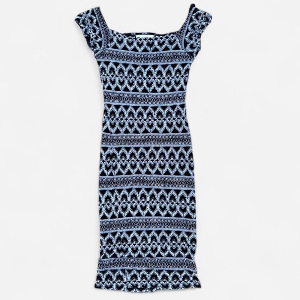 Hugo Buscati Heart Knit Midi Dress with Cap Sleeve Detail
